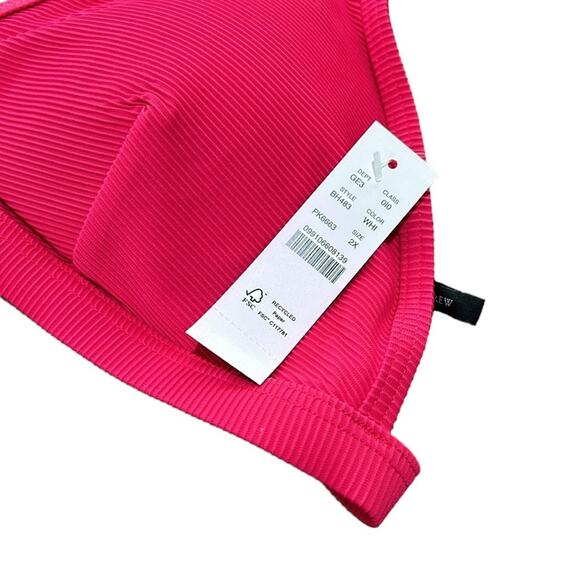 J.Crew Ribbed triangle bikini top pink women’s size 2X - Picture 2 of 3